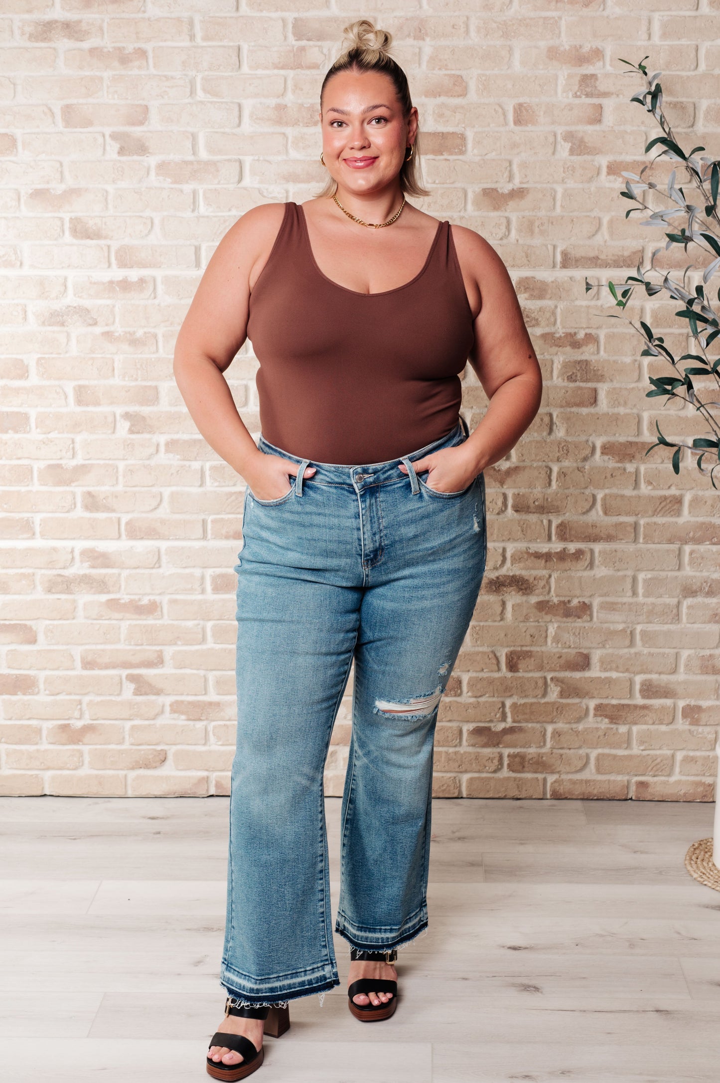 Isla Mid Rise Distressed Released Hem Bootcut Jeans - Judy Blue