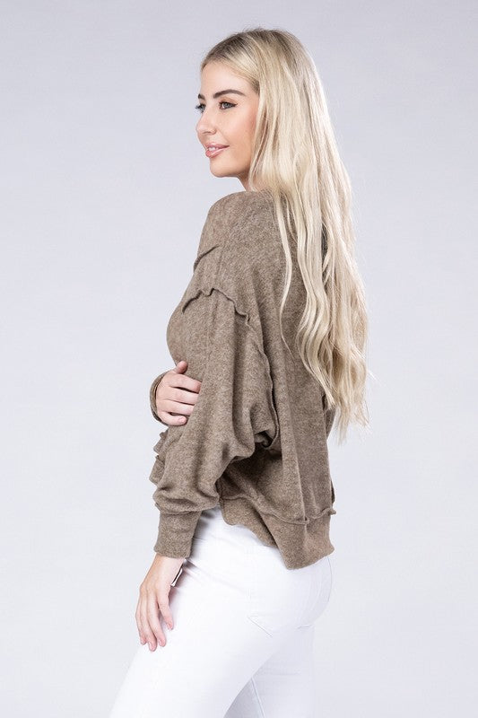 Brushed Melange Hacci Oversized Sweater - Zenana