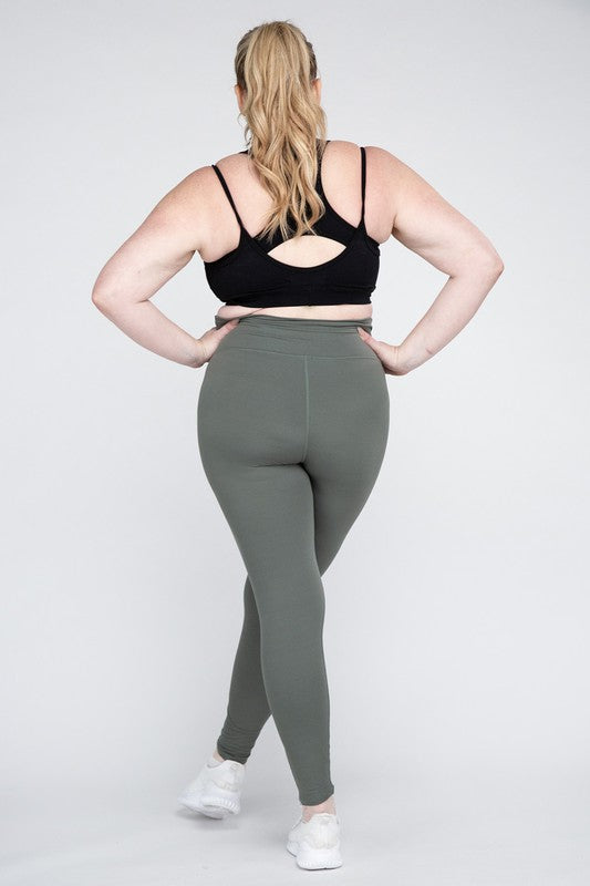 Plus Size V Waist Full Length Leggings - Rae Mode