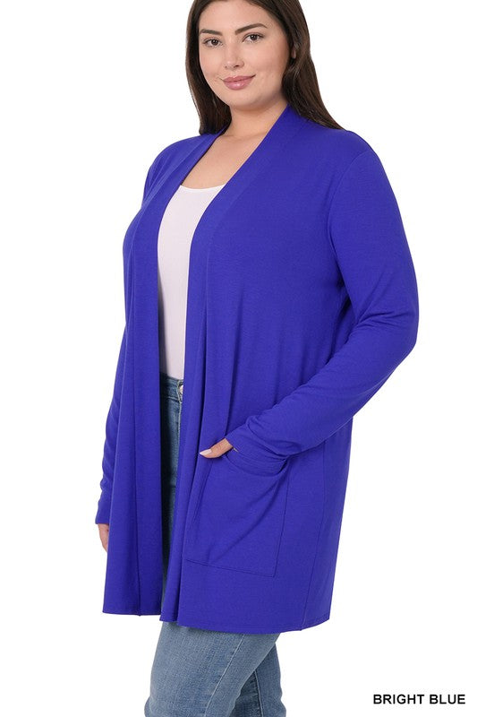 Plus Slouchy Pocket Open Cardigan - Zenana