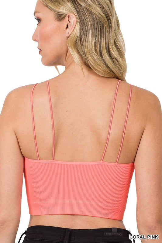 Ribbed Seamless Double Strap Brami - Zenana
