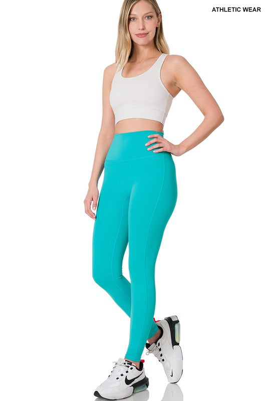 Athletic High Waisted Full Length Leggings - Zenana