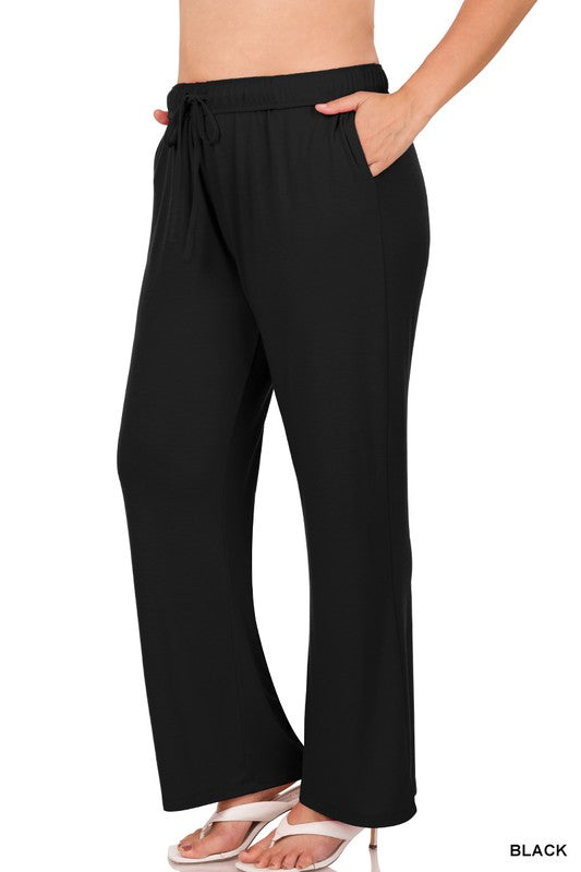 Plus Drawstring Lounge Pants - Zenana