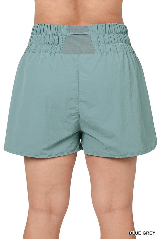 Plus Windbreaker Smocked Waistband Running Shorts - Zenana