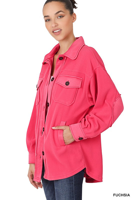 Oversized Basic Fleece Shacket - Zenana