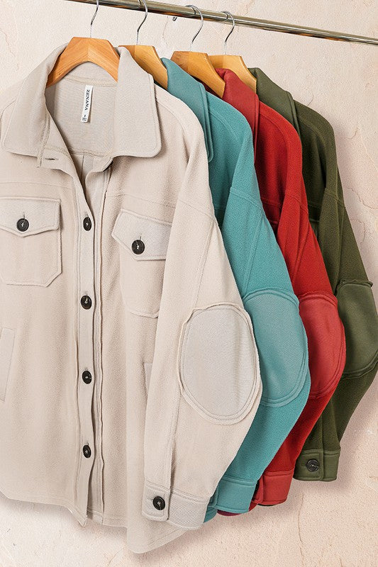 Oversized Basic Fleece Shacket - Zenana