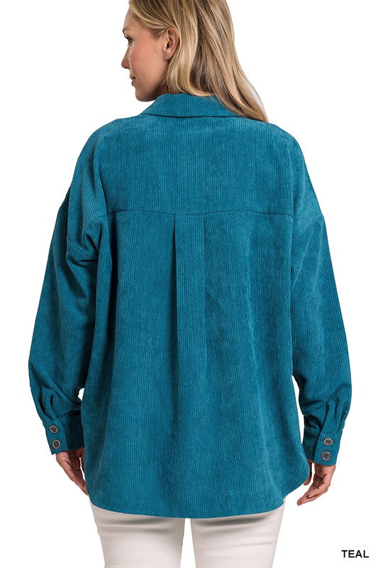 Oversized Corduroy Shacket - Zenana