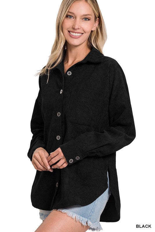 Oversized Corduroy Shacket - Zenana