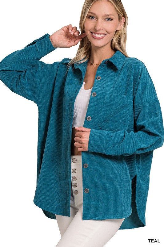 Oversized Corduroy Shacket - Zenana