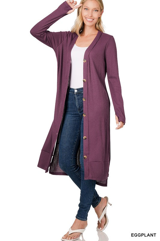 Ribbed Long Cardigan - Zenana
