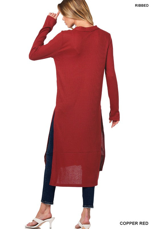 Ribbed Long Cardigan - Zenana