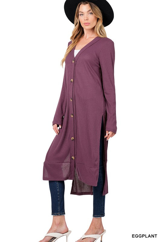 Ribbed Long Cardigan - Zenana