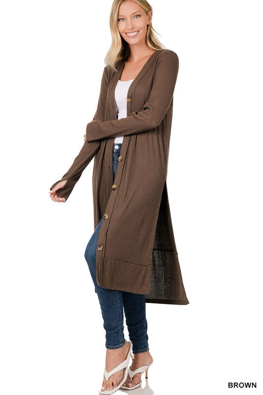 Ribbed Long Cardigan - Zenana