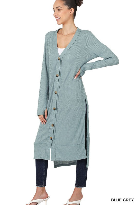 Ribbed Long Cardigan - Zenana
