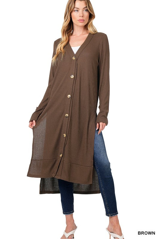 Ribbed Long Cardigan - Zenana