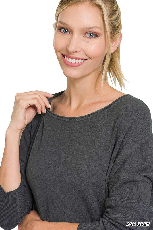 Oversized Front Pocket Sweater - Zenana