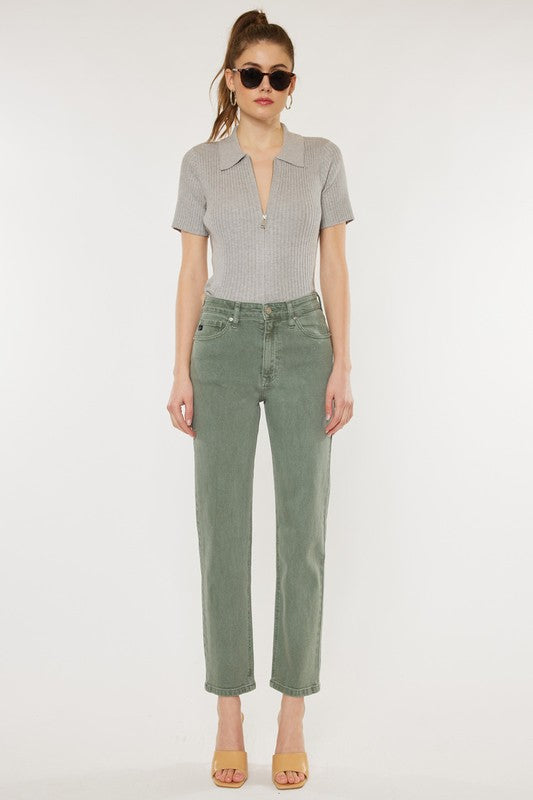 Ultra High Rise 90's Olive Straight Jeans - KanCan