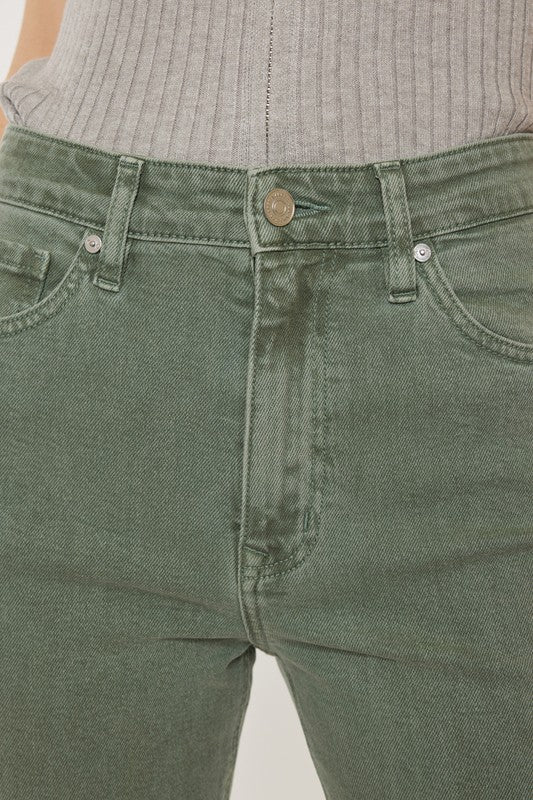 Ultra High Rise 90's Olive Straight Jeans - KanCan