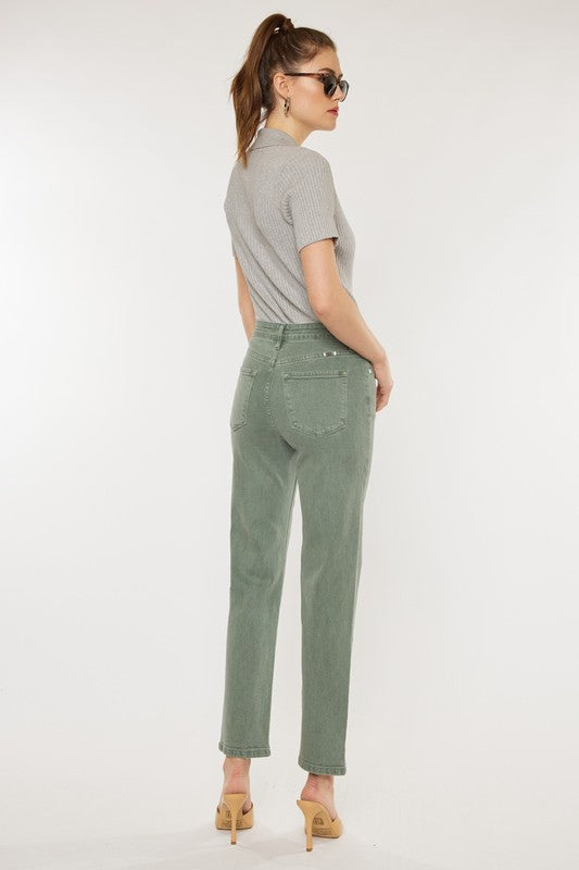 Ultra High Rise 90's Olive Straight Jeans - KanCan