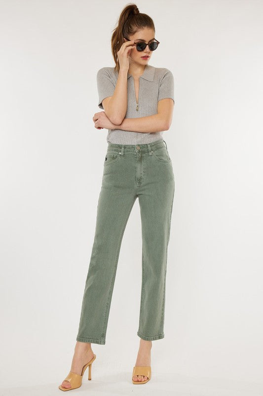 Ultra High Rise 90's Olive Straight Jeans - KanCan