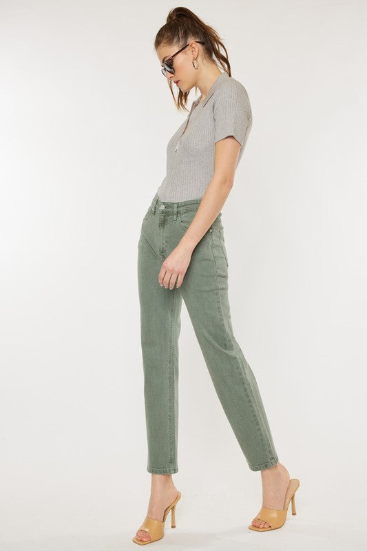 Ultra High Rise 90's Olive Straight Jeans - KanCan