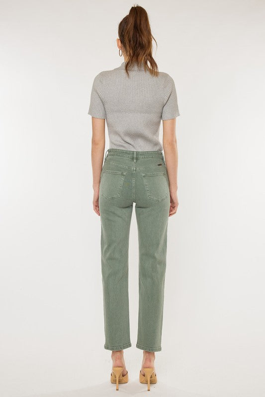 Ultra High Rise 90's Olive Straight Jeans - KanCan