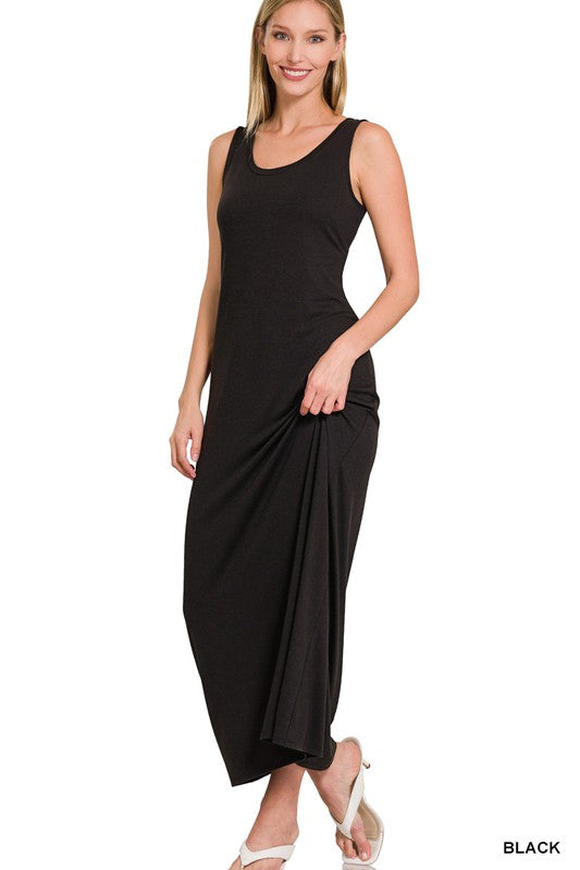 Sleeveless Flared Scoop Neck Maxi Dress - Zenana