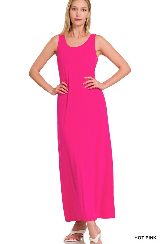 Sleeveless Flared Scoop Neck Maxi Dress - Zenana