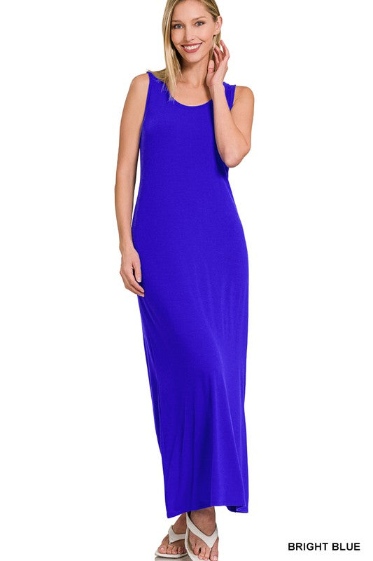 Sleeveless Flared Scoop Neck Maxi Dress - Zenana