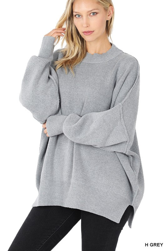 Side Slit Oversized Sweater - Zenana