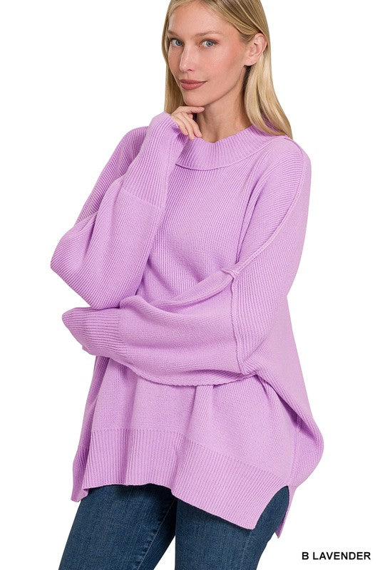 Side Slit Oversized Sweater - Zenana