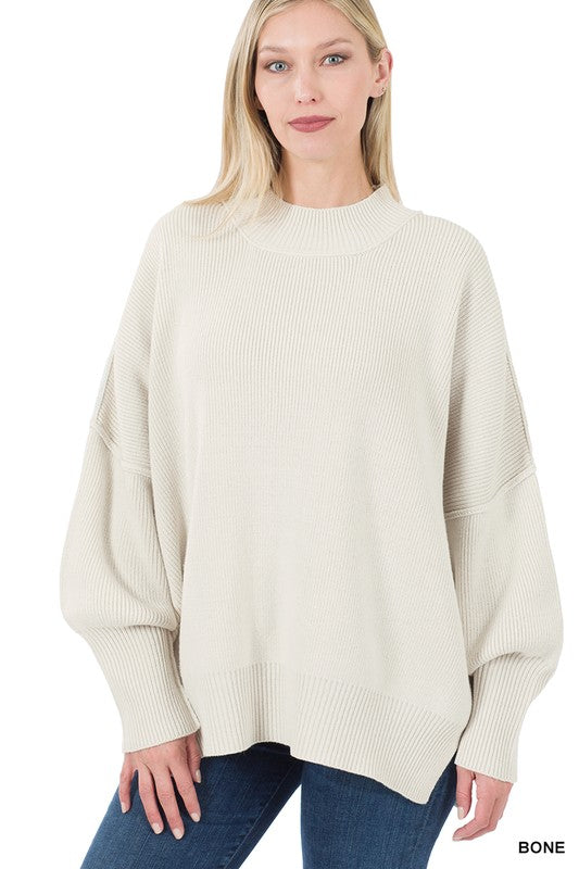 Side Slit Oversized Sweater - Zenana