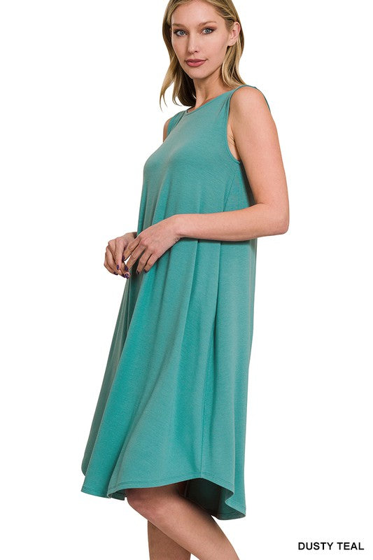 Sleeveless Round Neck Round Hem Midi Dress - Zenana
