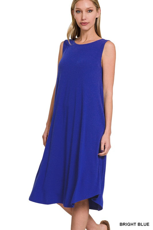 Sleeveless Round Neck Round Hem Midi Dress - Zenana
