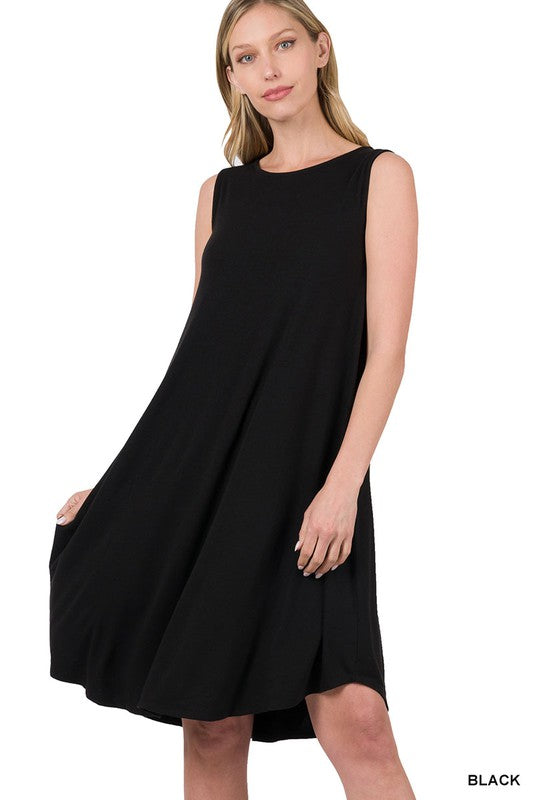 Sleeveless Round Neck Round Hem Midi Dress - Zenana