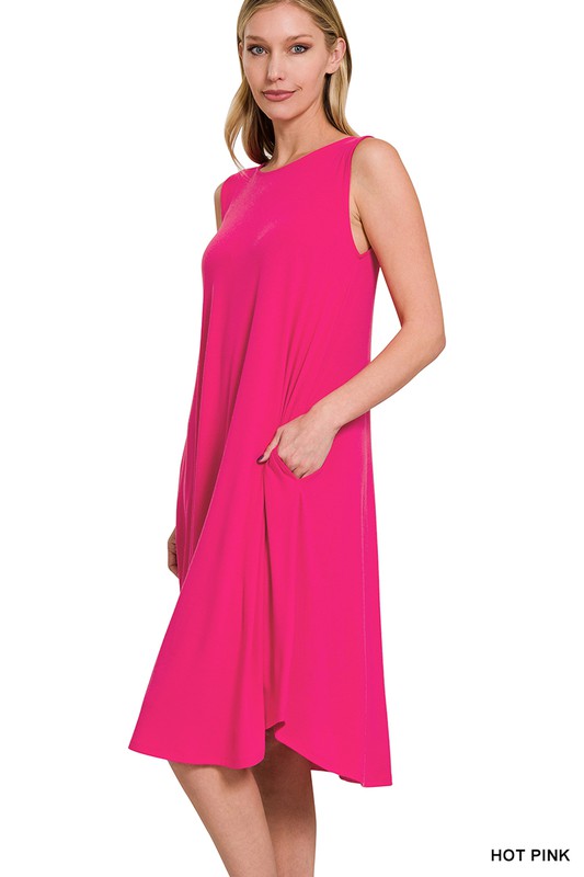 Sleeveless Round Neck Round Hem Midi Dress - Zenana