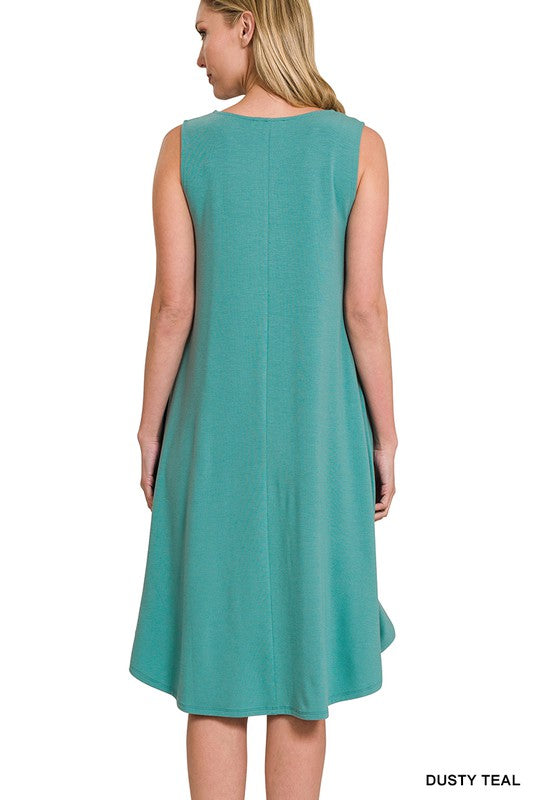 Sleeveless Round Neck Round Hem Midi Dress - Zenana