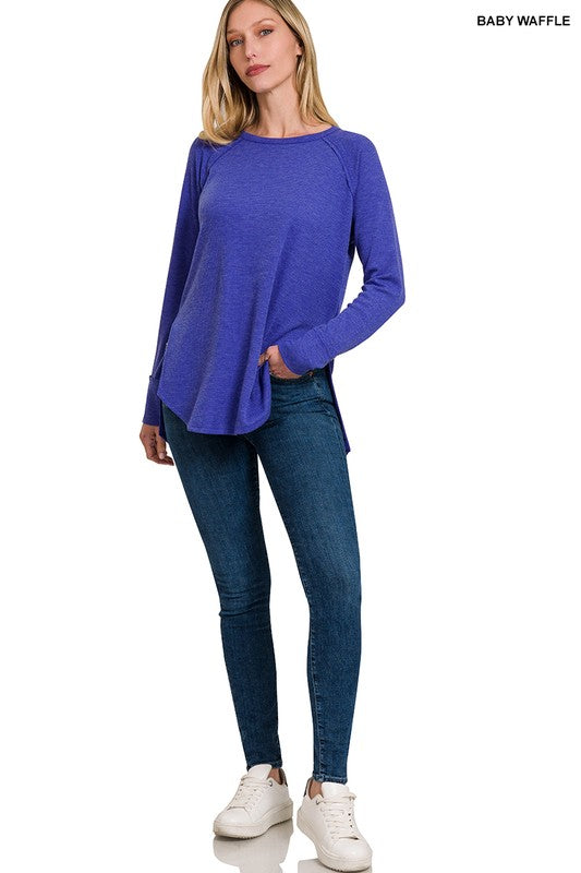 Melage Baby Waffle Long Sleeve Top - Zenana