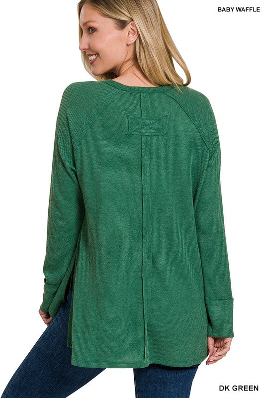 Melage Baby Waffle Long Sleeve Top - Zenana