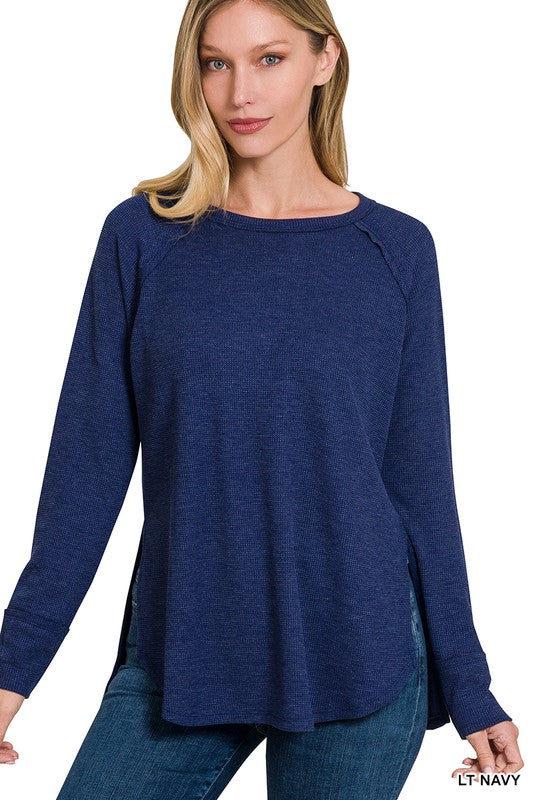 Melage Baby Waffle Long Sleeve Top - Zenana