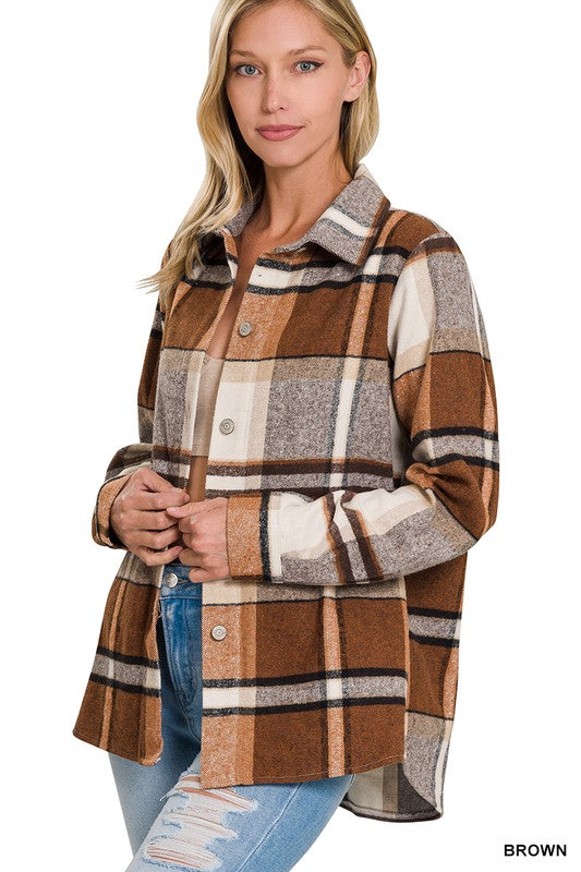 Yarn Dyed Plaid Shacket - Zenana