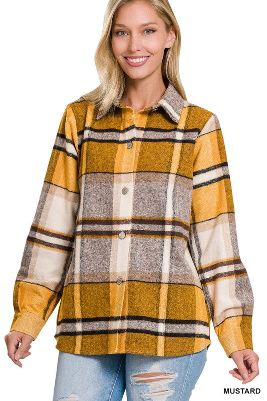 Yarn Dyed Plaid Shacket - Zenana