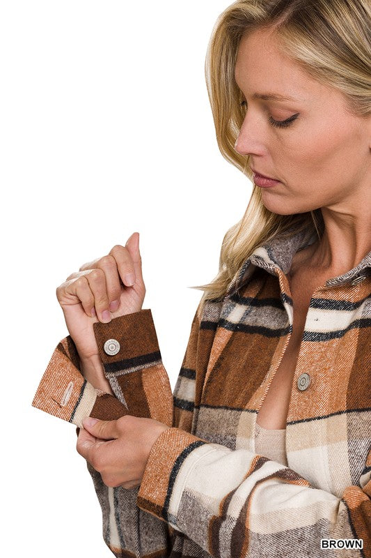 Yarn Dyed Plaid Shacket - Zenana