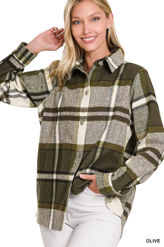 Yarn Dyed Plaid Shacket - Zenana