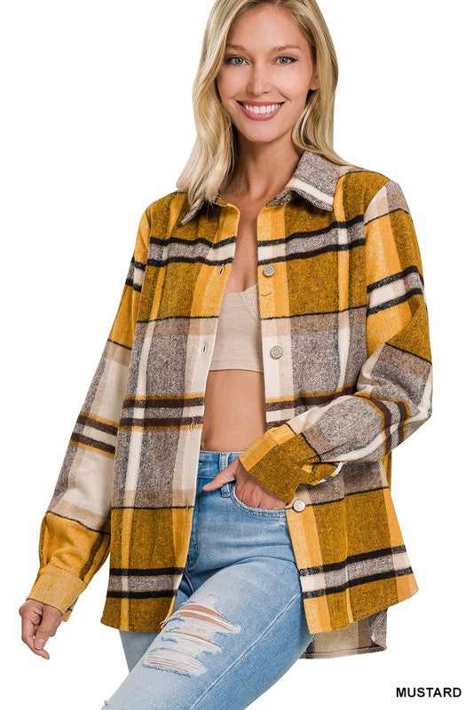 Yarn Dyed Plaid Shacket - Zenana