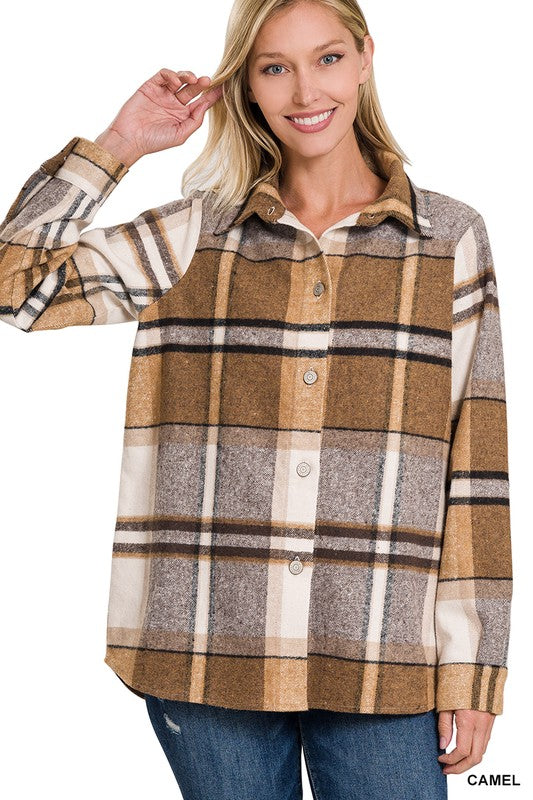 Yarn Dyed Plaid Shacket - Zenana