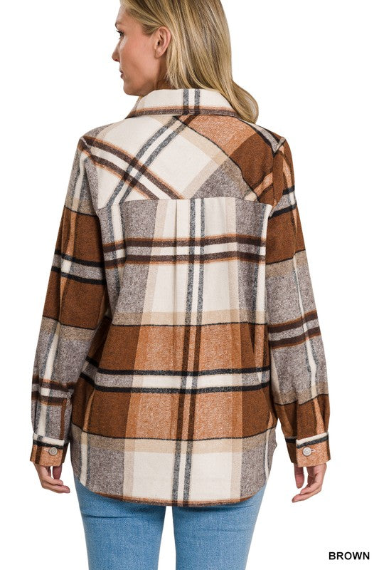 Yarn Dyed Plaid Shacket - Zenana