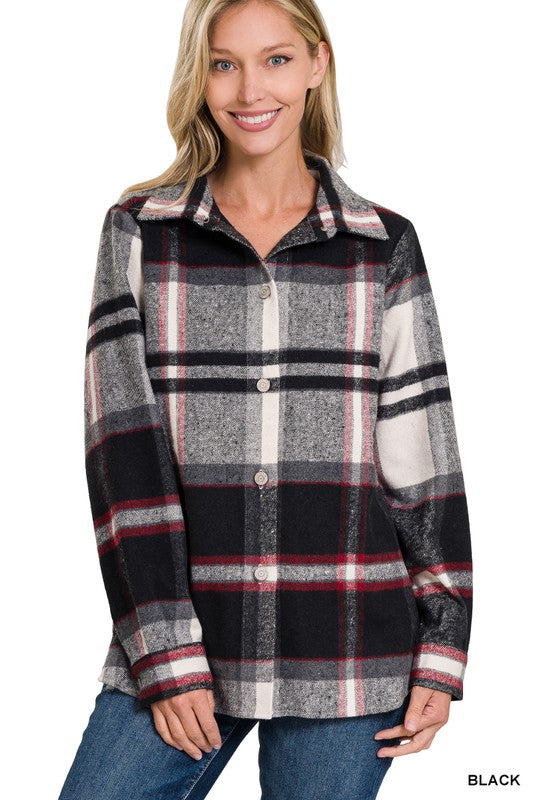 Yarn Dyed Plaid Shacket - Zenana
