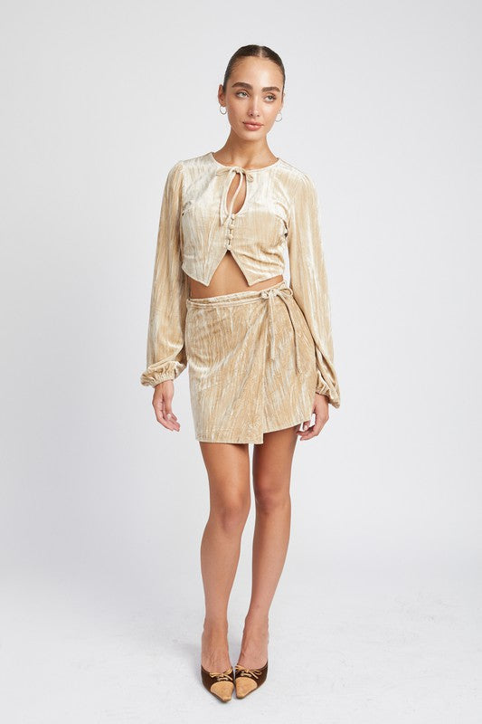Velvet Mini Wrapped Skirt - Emory Park