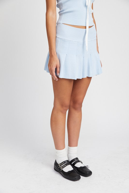 Low Waist Pleated Mini Skirt - Emory Park